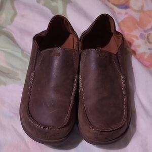 OluKai BOYSs Dark Brown Leather Loafers